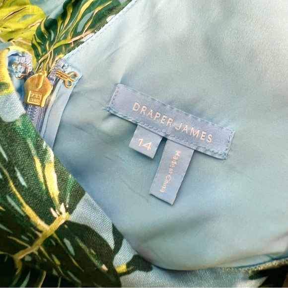 Draper James Puff Sleeve Linen Top Size 14 XL Preppy Tropical Print Fully Lined - Picture 9 of 11